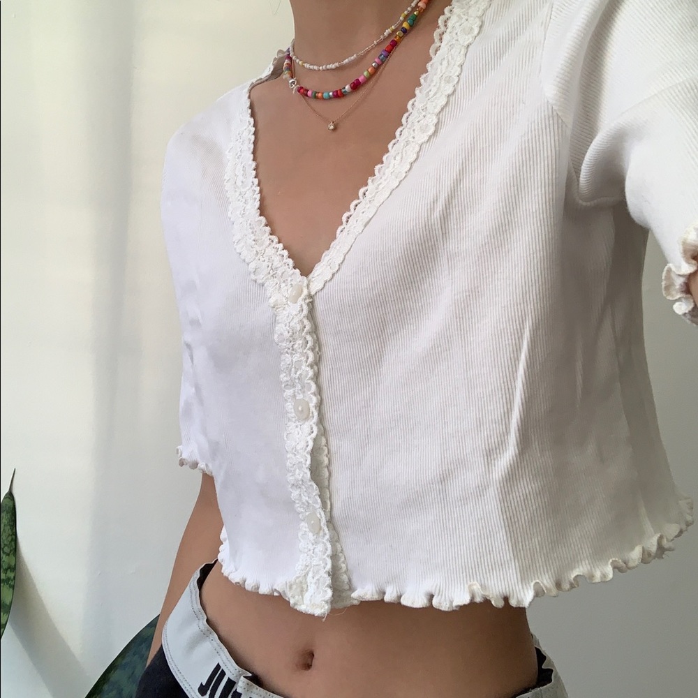 Lettuce Hem Crop Top Cardigan
